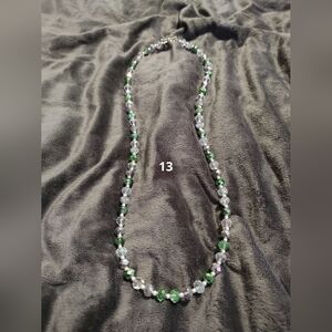 Elegant Green and Silver Beaded Necklace